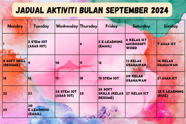 Jadual Aktiviti Bulan September 2024